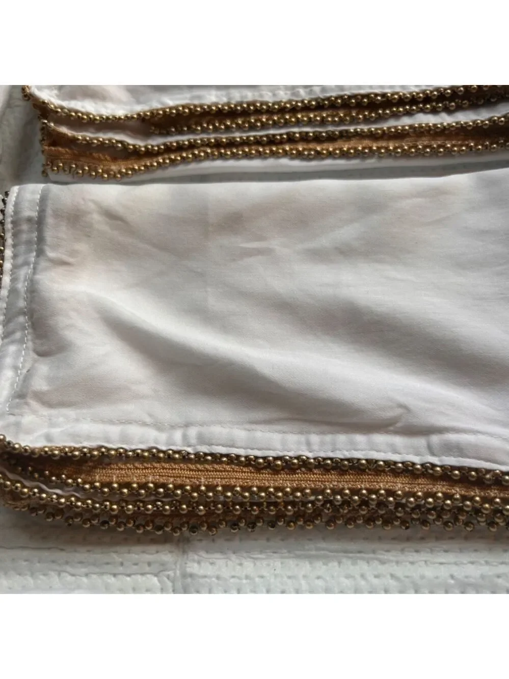 Artistic Accents Cotton Napkins w Gold Metal Trim Set of 4 19x20